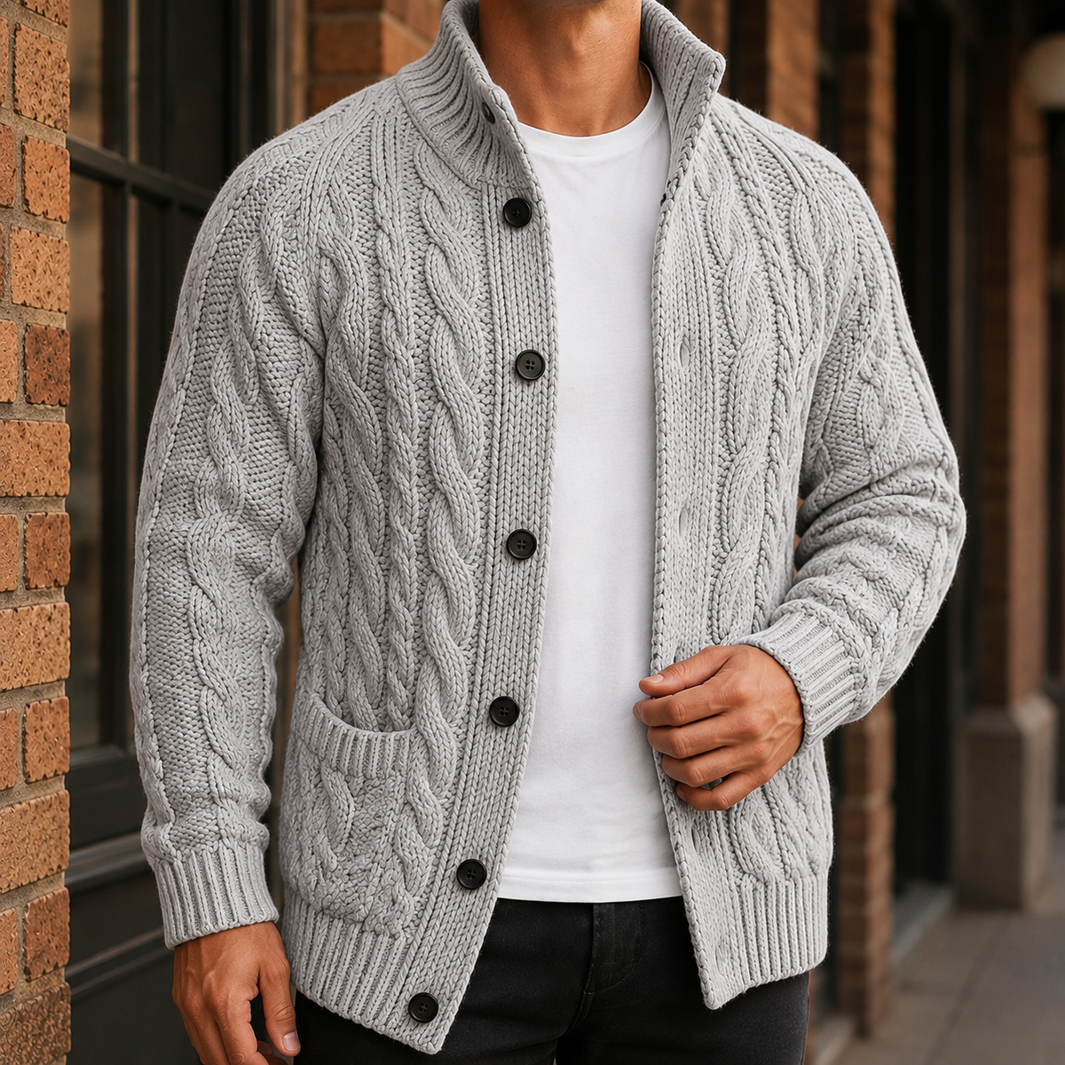 Nico Cable Knit Sweater - Gray