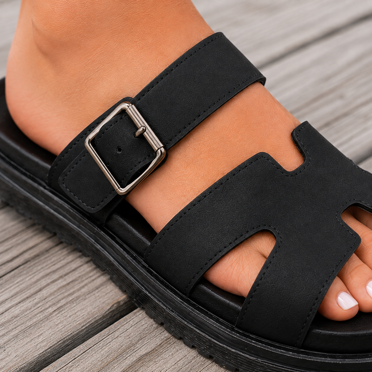 Verona Buckle Sandals - Lead Product Detail