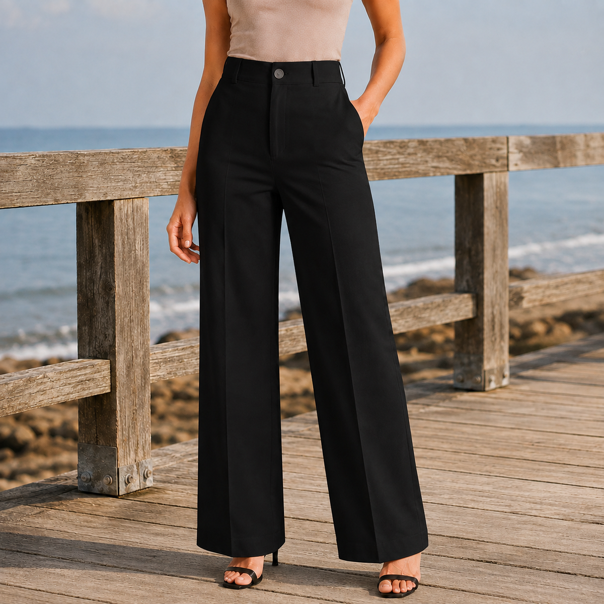 Elise Wide Leg Pants - Black