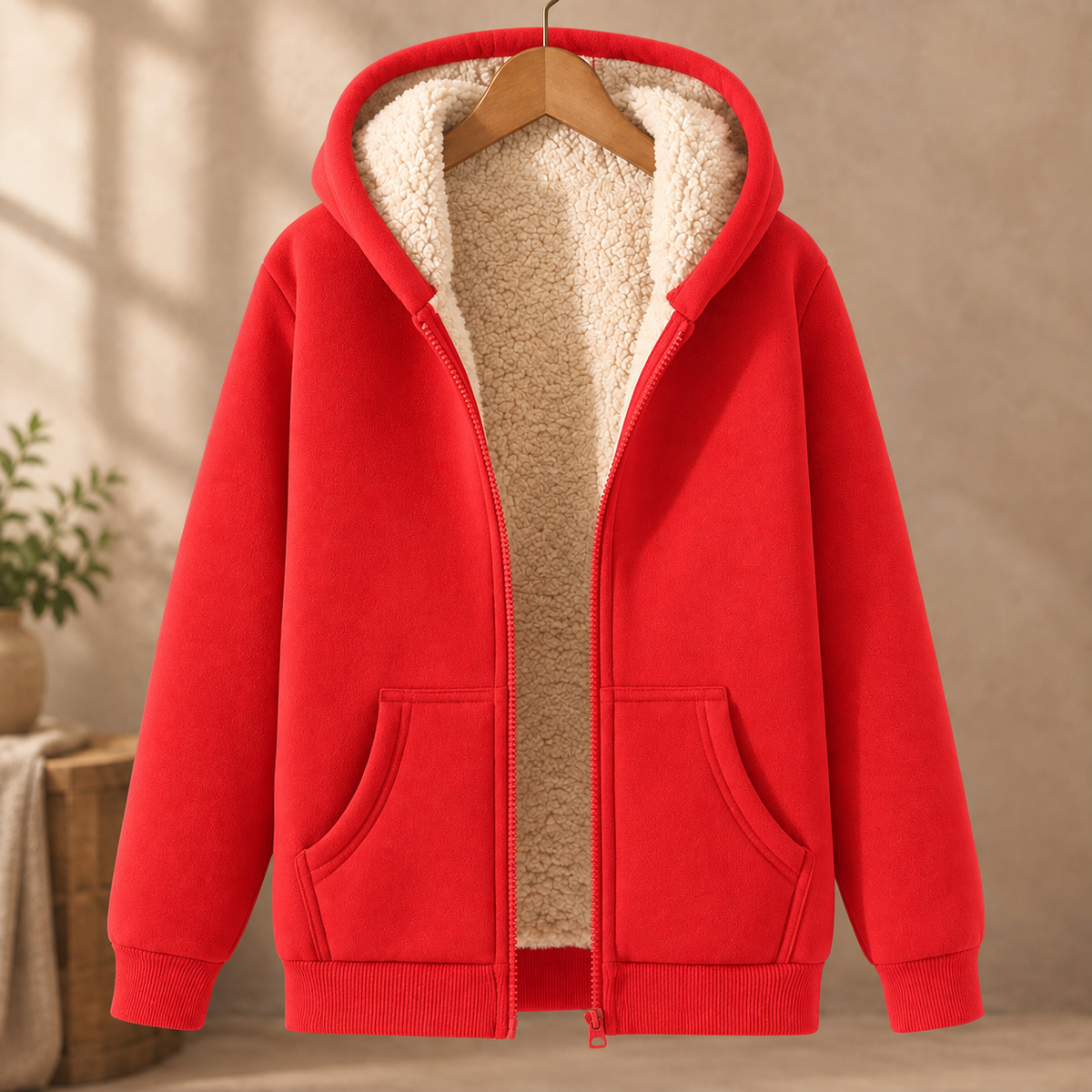 Sebastian Sherpa Hoodie - Sherpa Red
