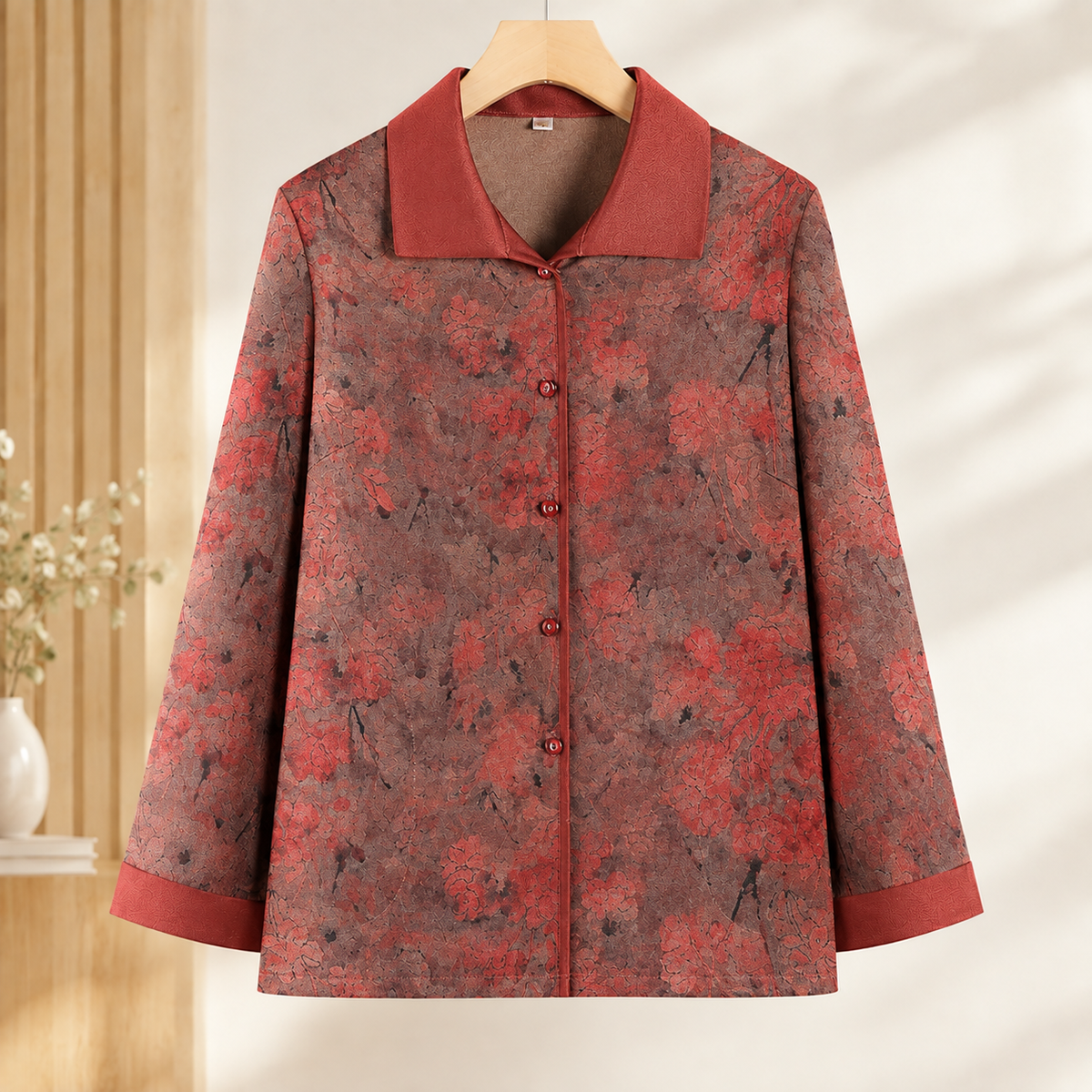 Tara Collared Top - Red