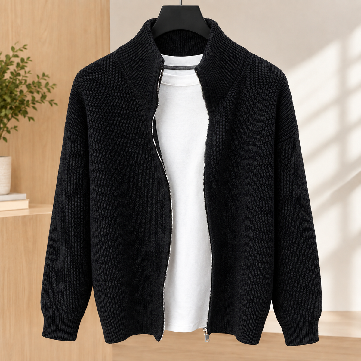 Warrick Ribbed Jacket - Black