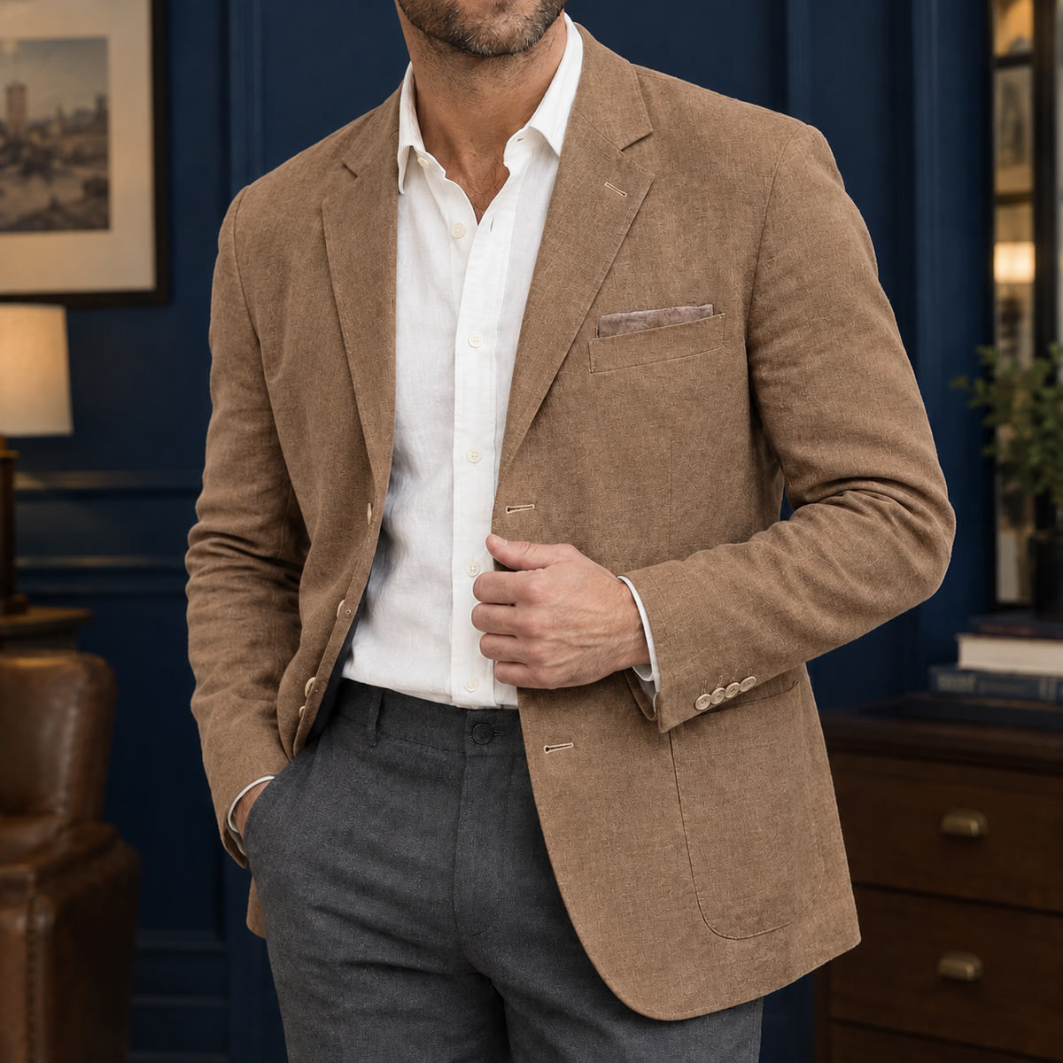 Yannick Unstructured Blazer - Brown