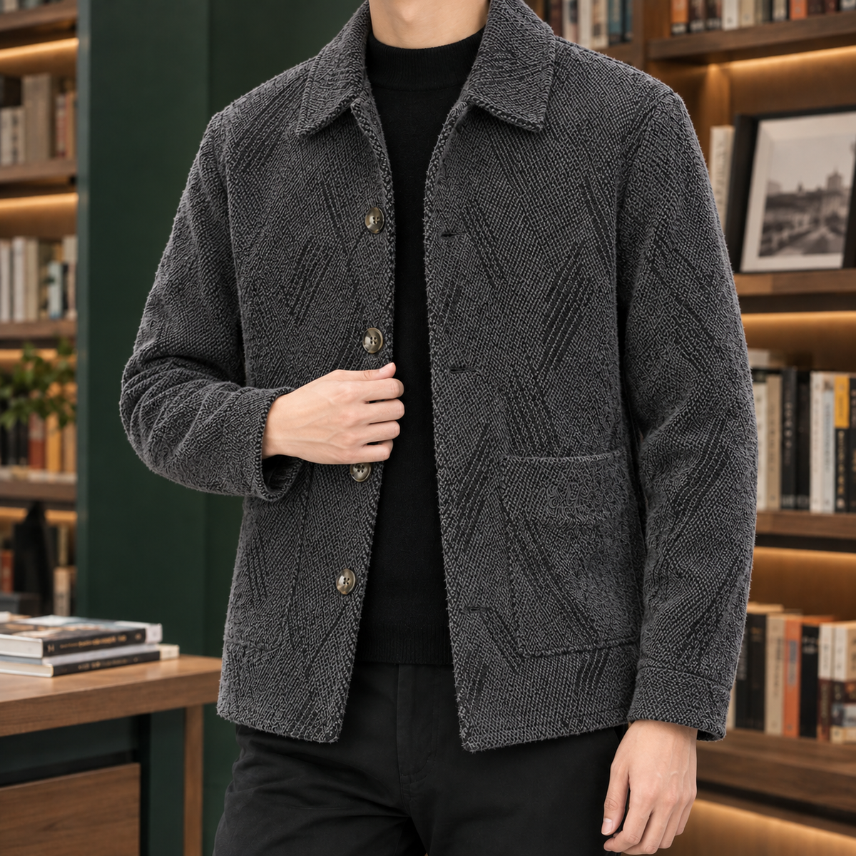 Merrick Textured Jacket - Dark Gray
