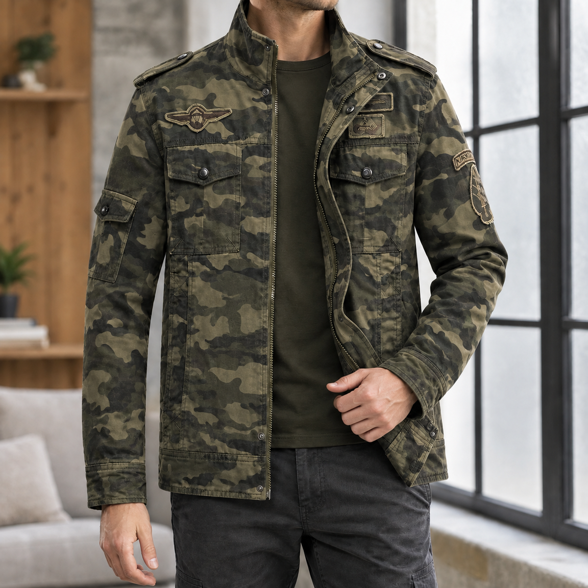 Reece Camouflage Jacket - Army Green