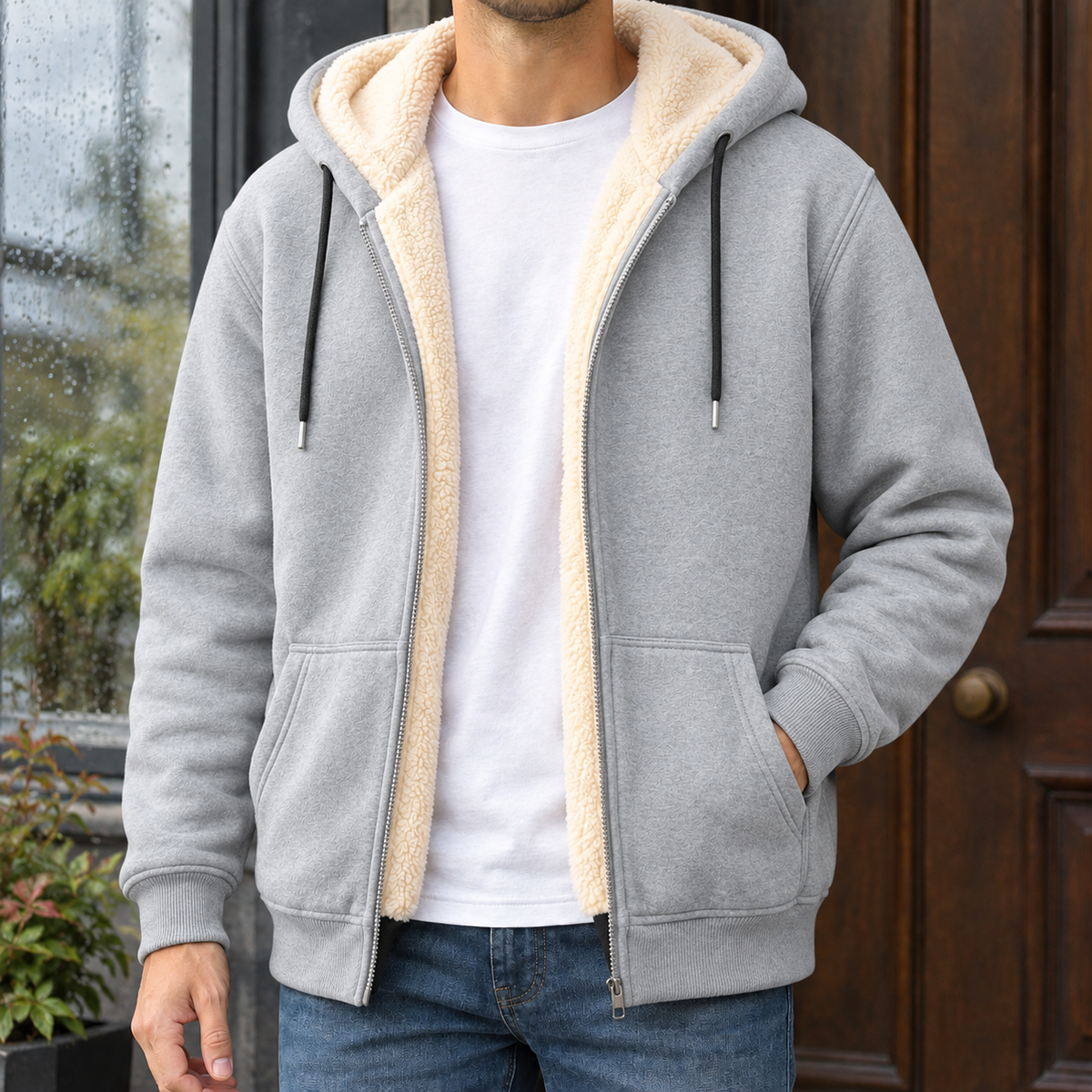 Damian Fleece-Lined Jacket - Light Gray
