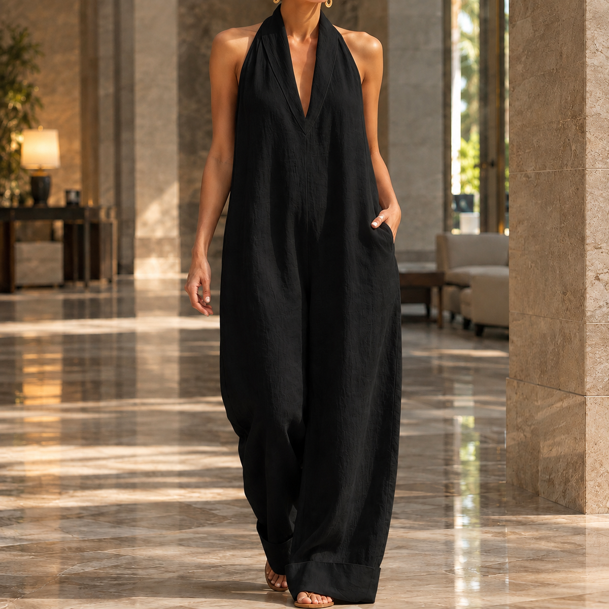 Arwen Halter Jumpsuit - Black