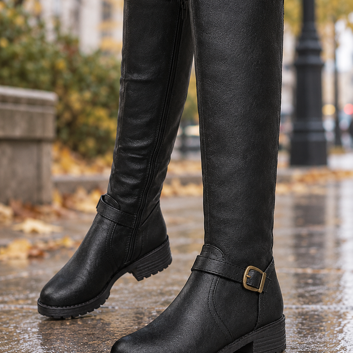 Fidenza Buckle Riding Boots - Black