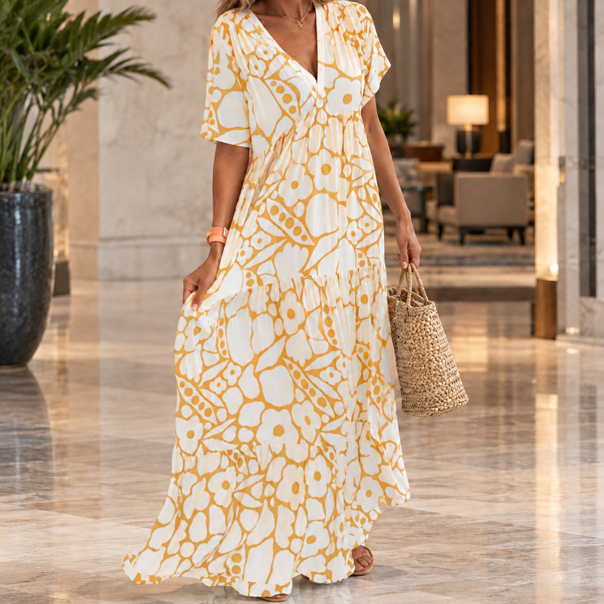 Penelope Empire Maxi Dress - Yellow