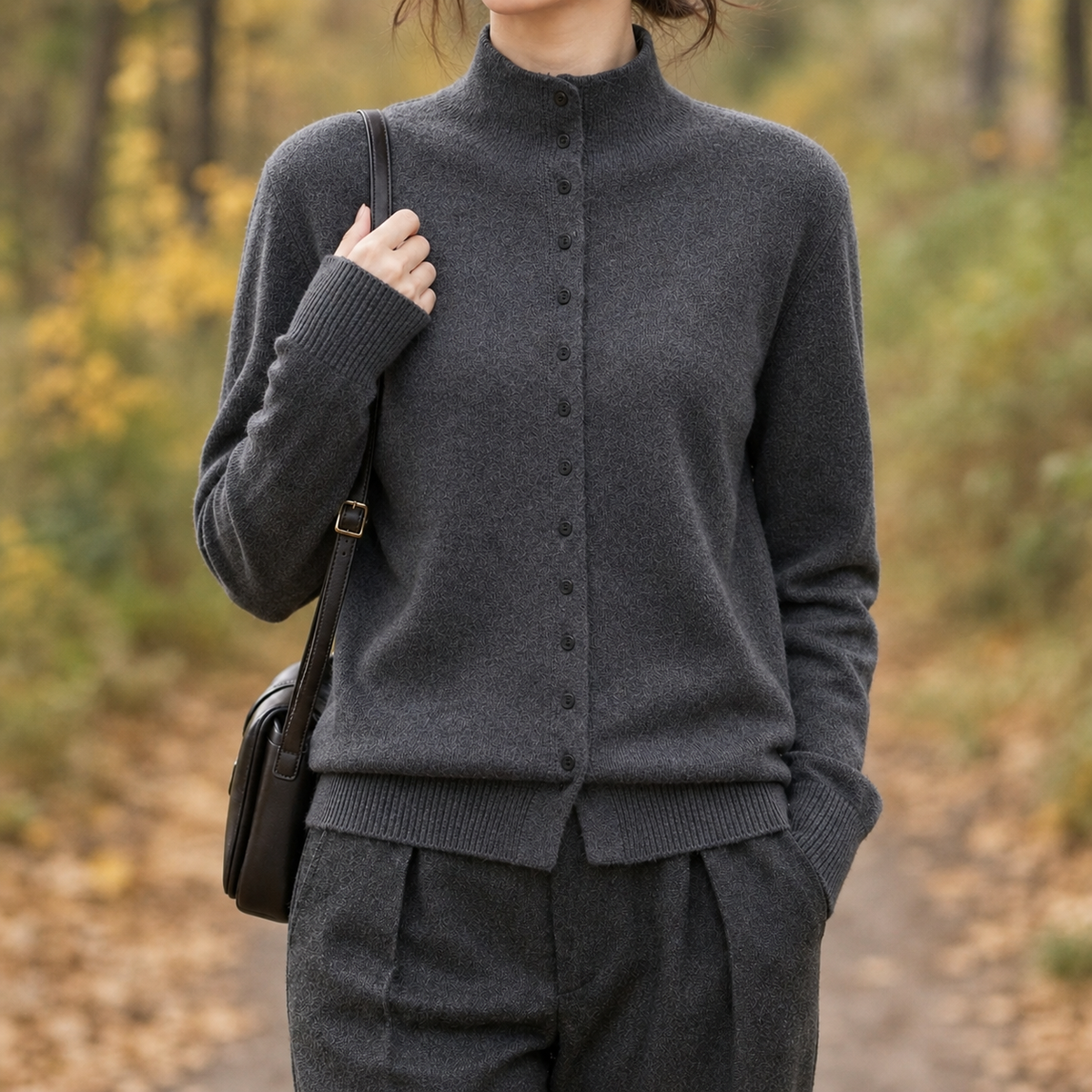 Maia-Belle Wool Cardigan - Dark Gray