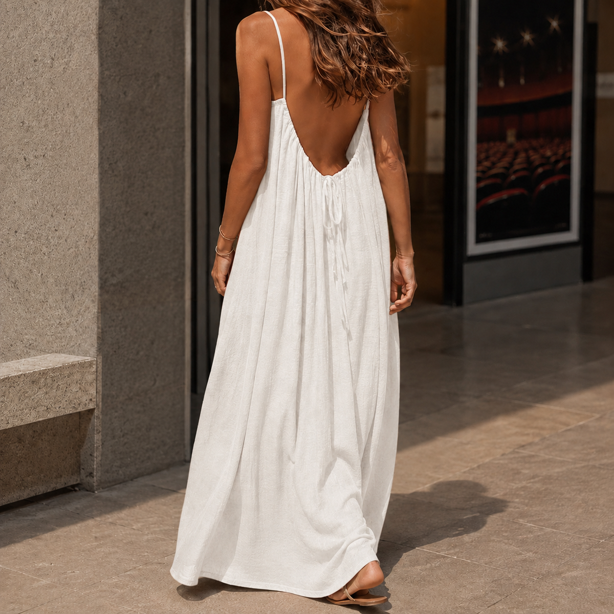 Hildegarde Backless Maxi Dress - Milky White