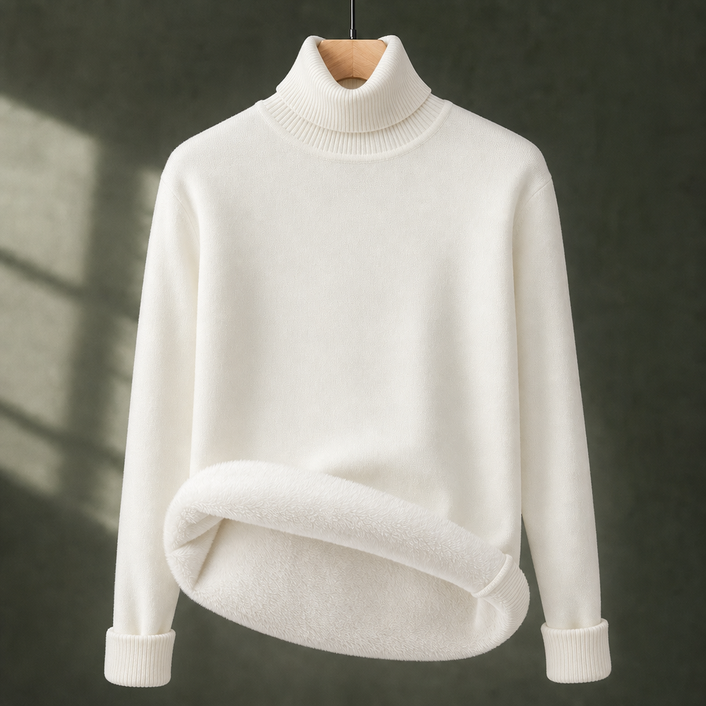 Donatien Turtleneck Sweater - White High Collar