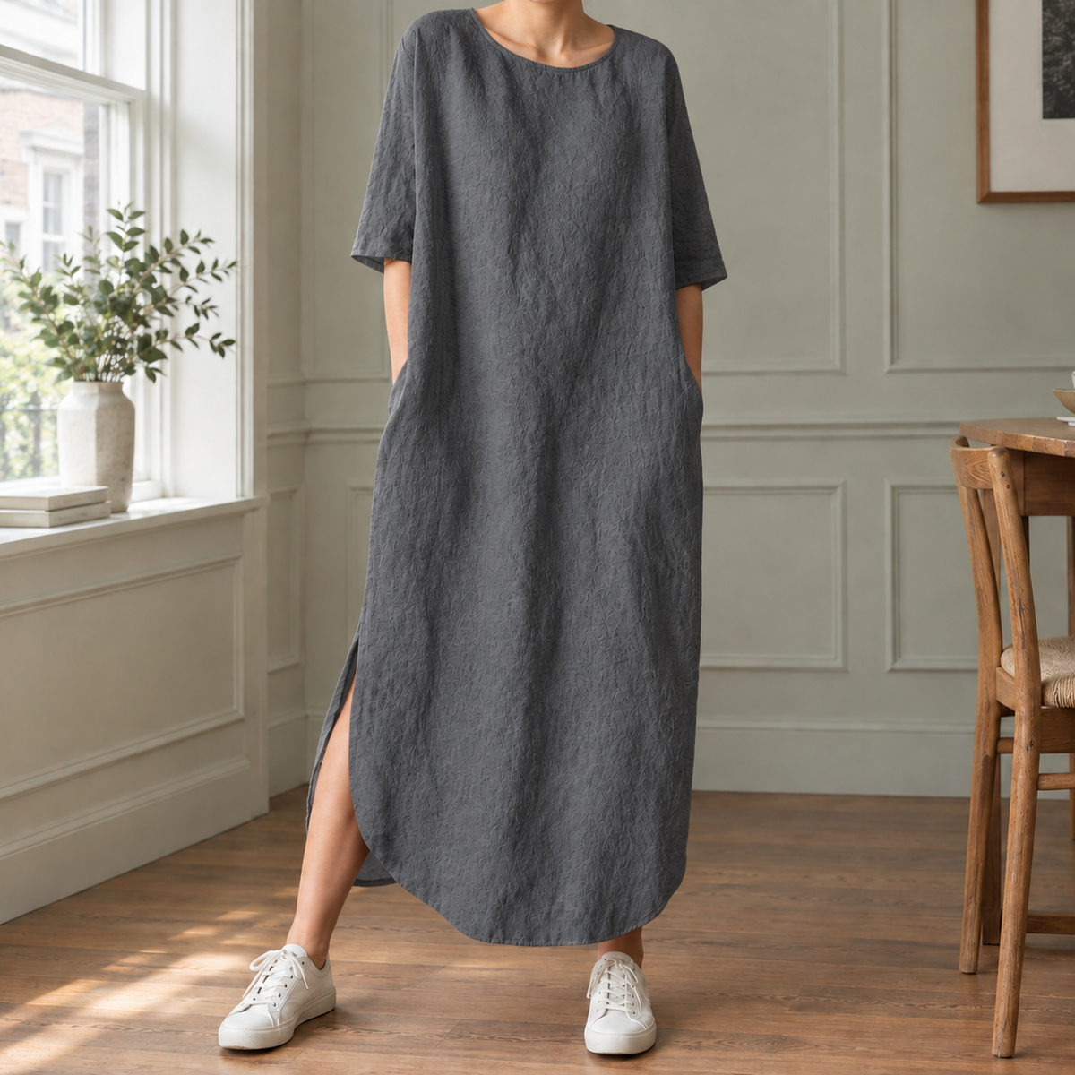 Geraldine Relaxed Maxi Dress - Gray