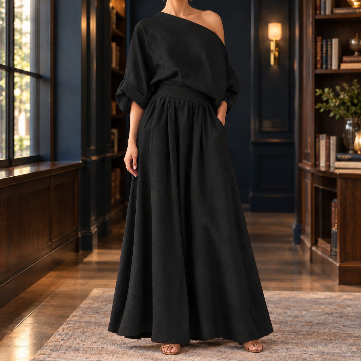Leah Off-Shoulder Set - Black