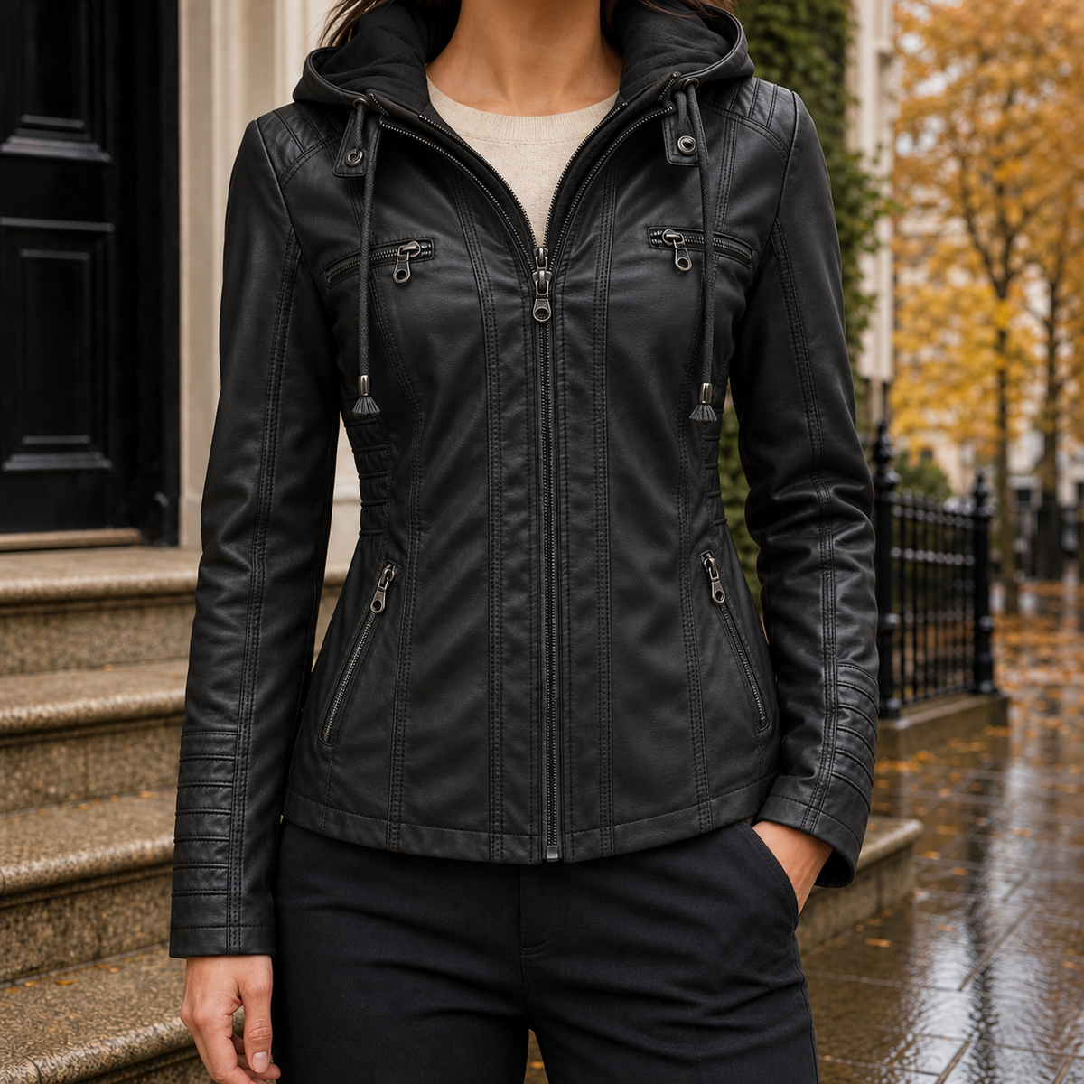 Jade Hooded Jacket - Black