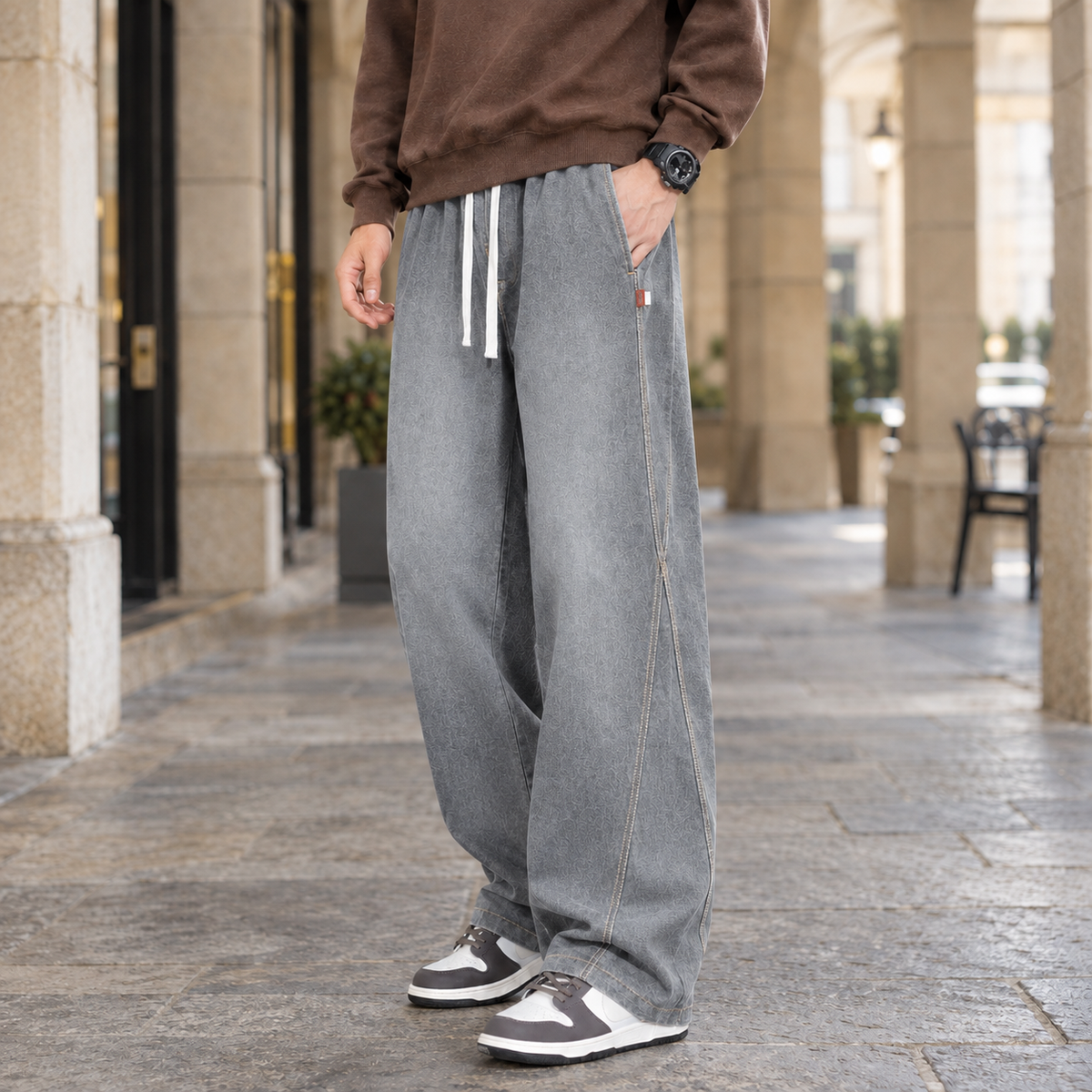 Finley Wide Leg Jeans - Light Gray