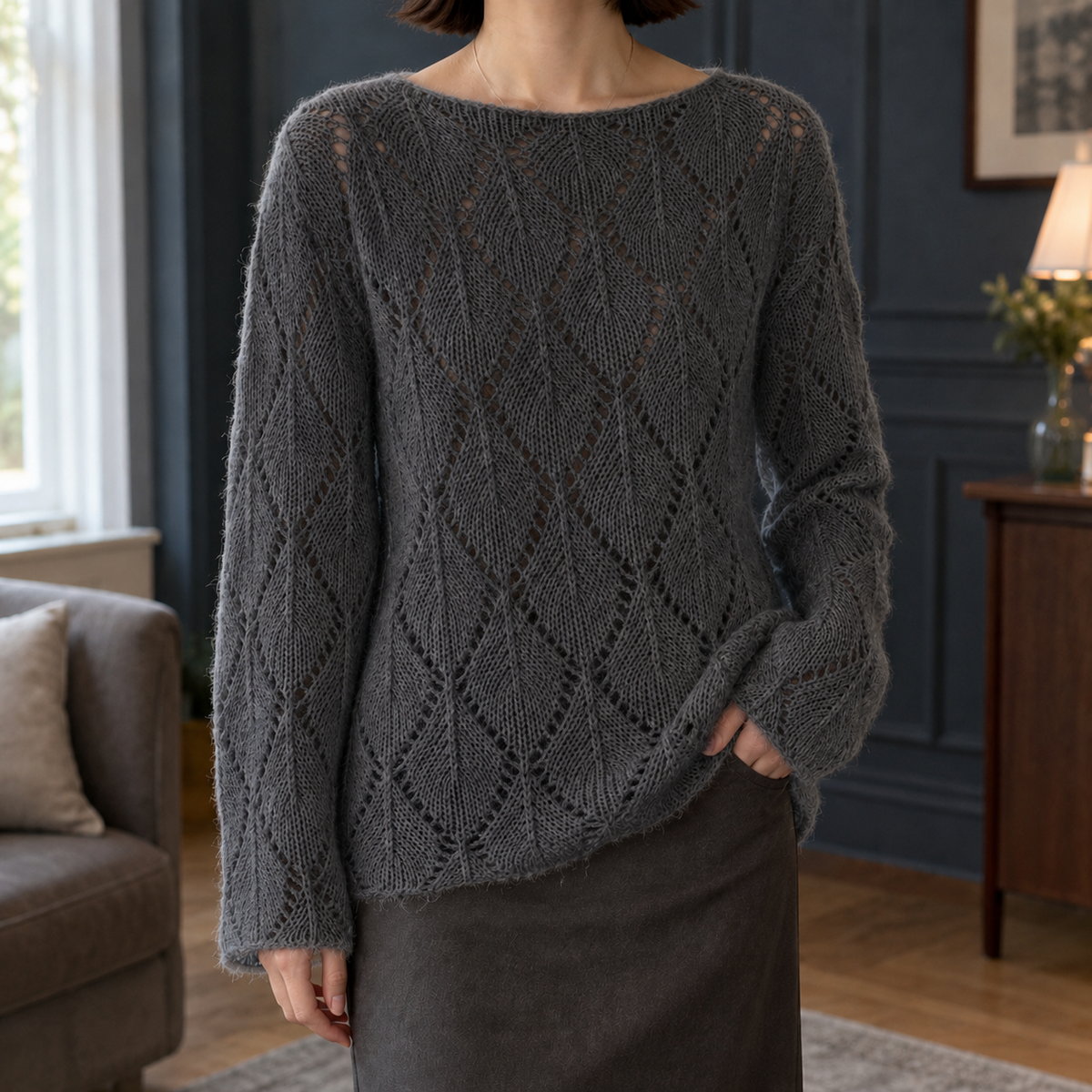 Fernanda Diamond Sweater - Dark Gray