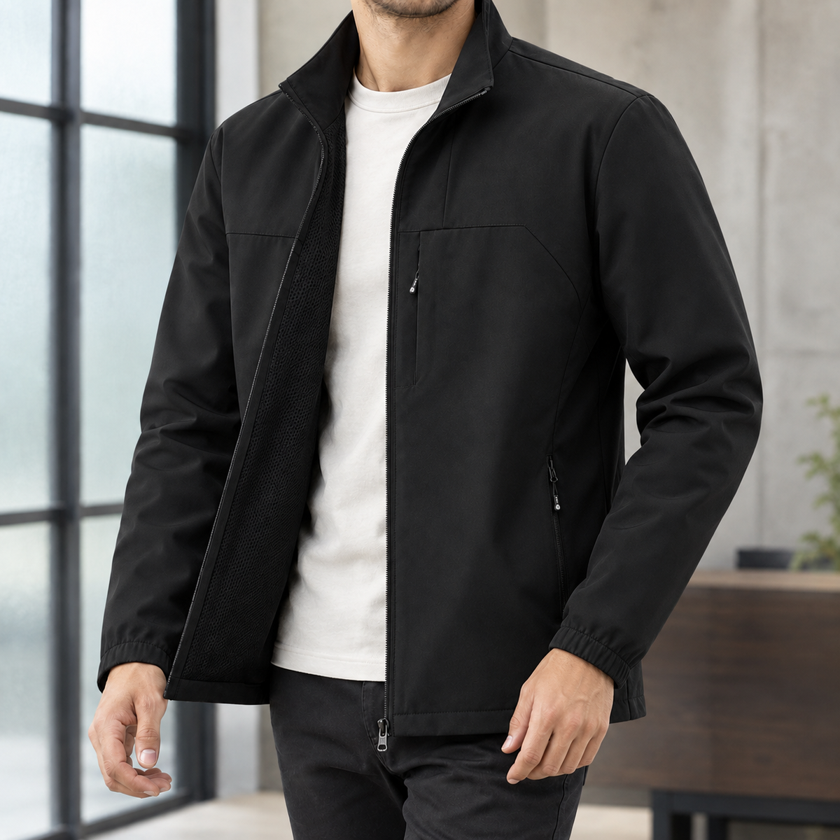 Hubert Stand Collar Jacket - Black