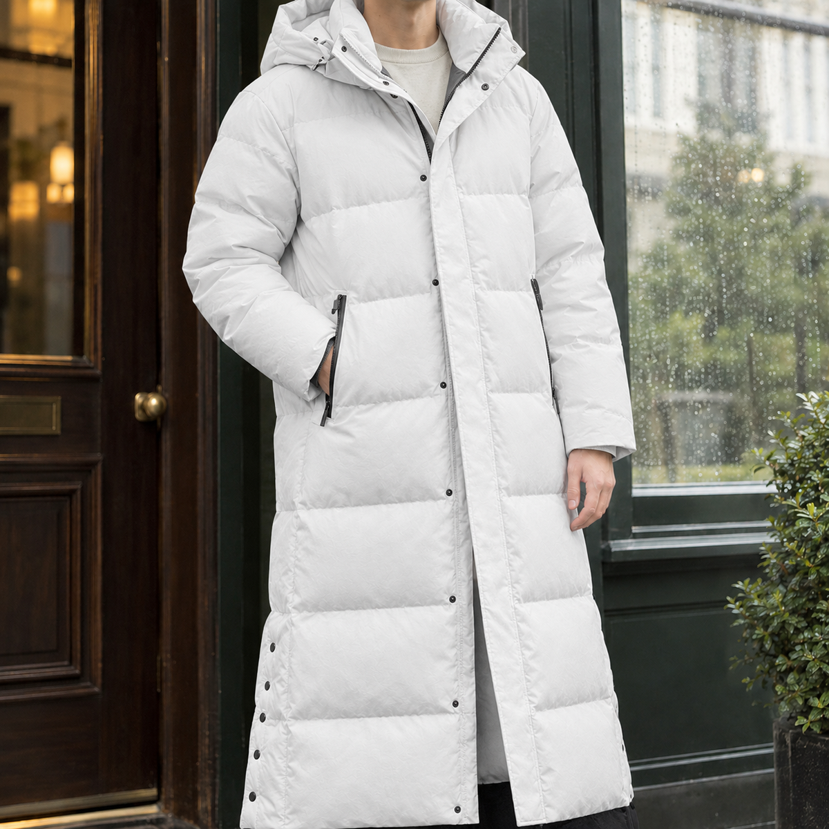 Herbert Longline Puffer Coat - Milky White