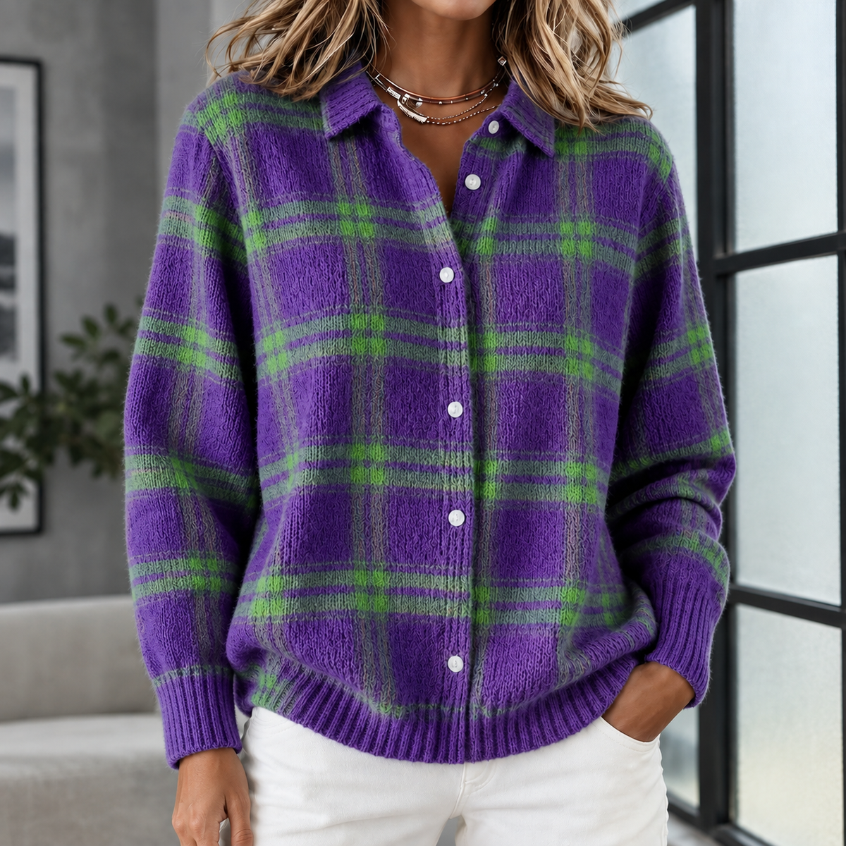 Etta Plaid Overshirt - Purple