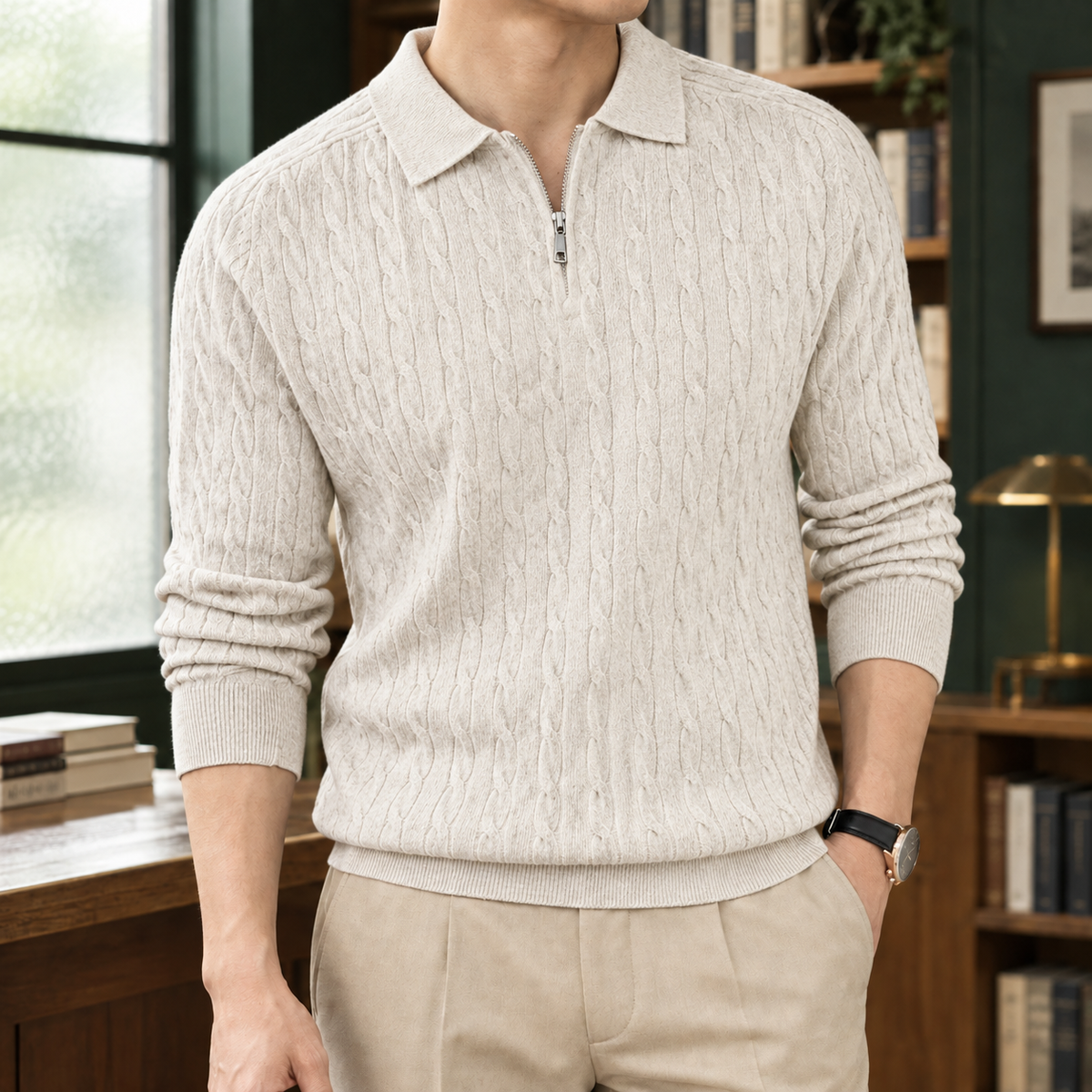 Brendan Cable Knit Sweater - Beige