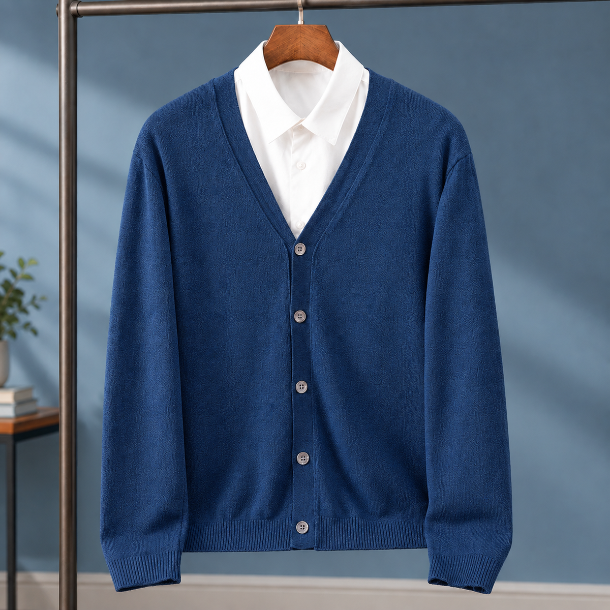 Victor V-Neck Cardigan - Seaweed Blue