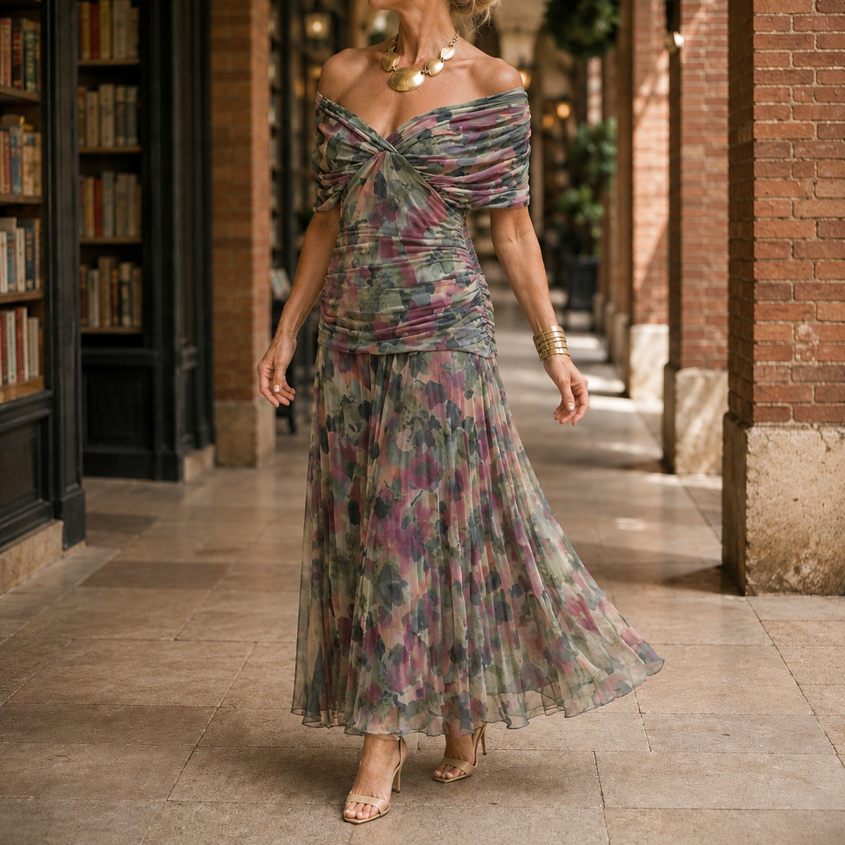 Madeleine Draped Maxi Dress - Green