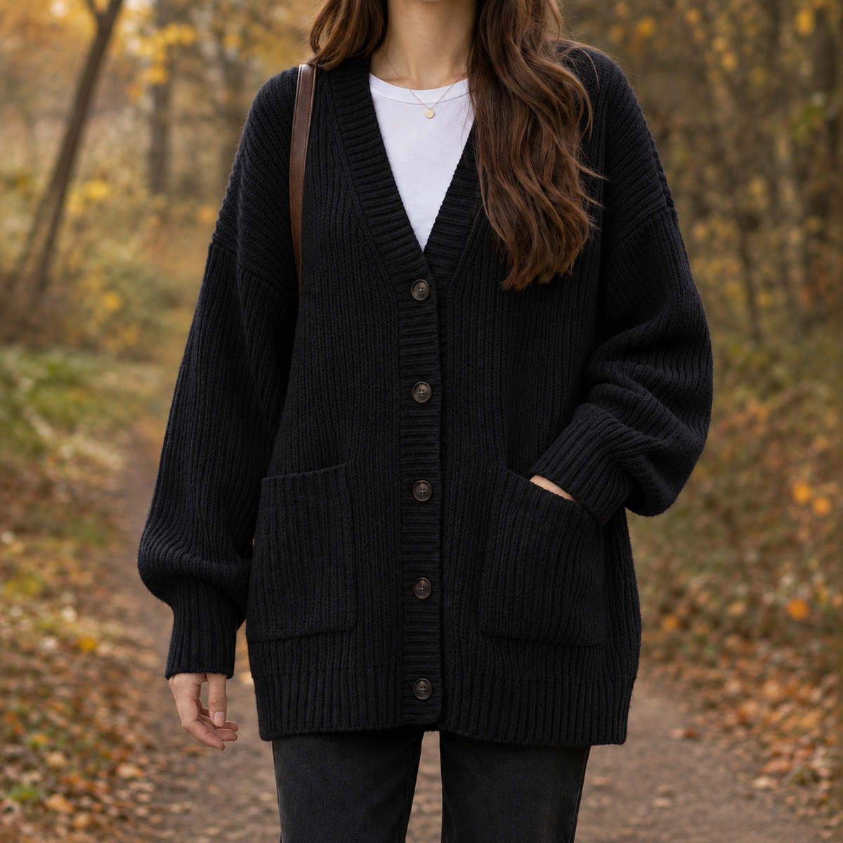 Ottilie-Lane Ribbed Cardigan - Black