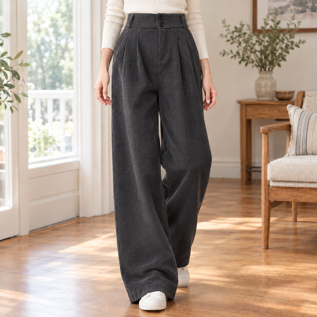 Christabel Wide Leg Pants - Dark Gray