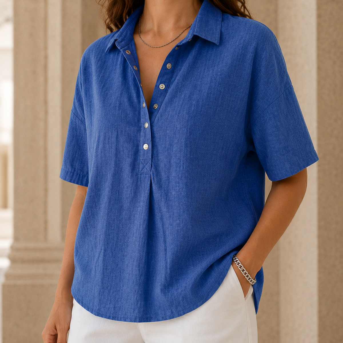 Arabella Collared Blouse - Blue