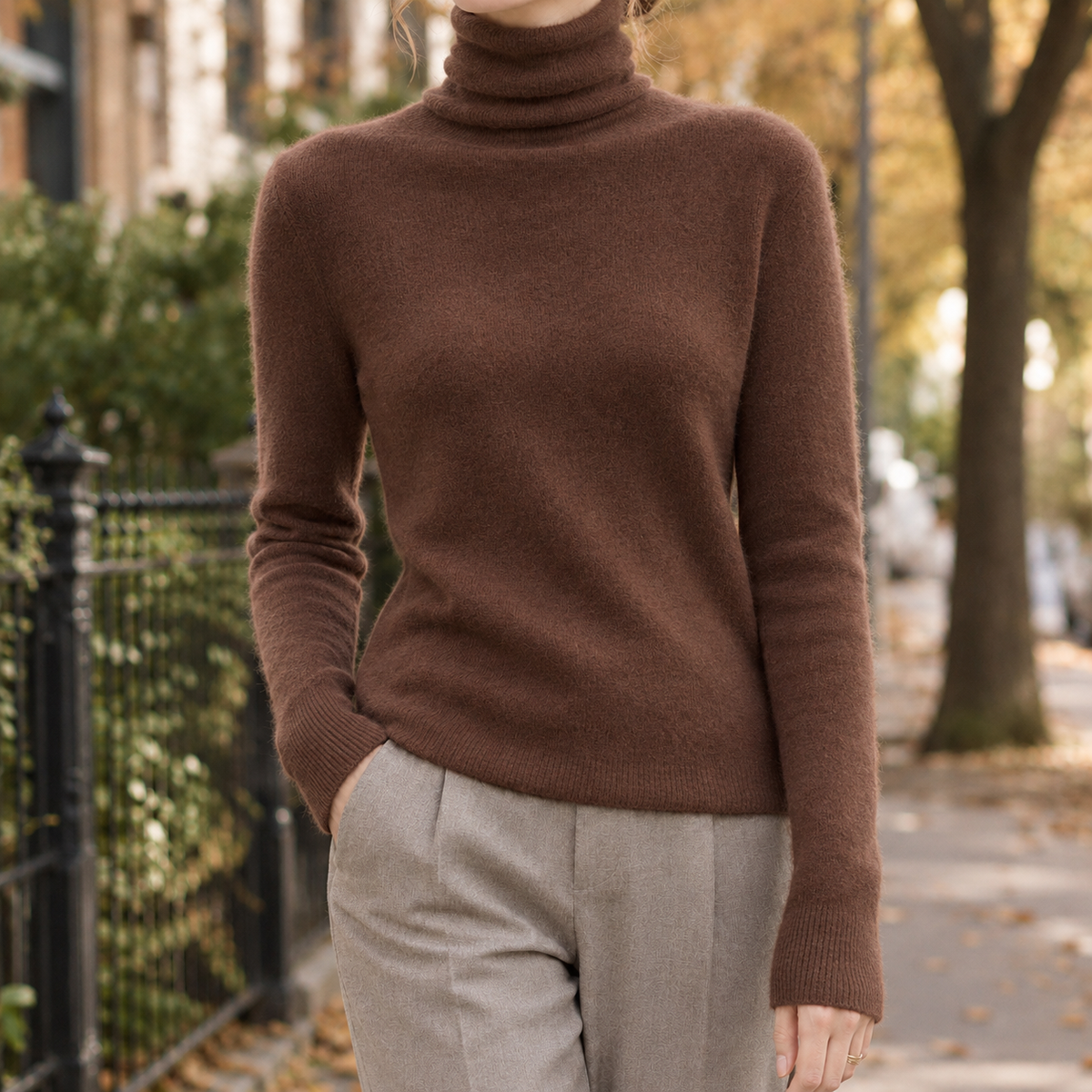 Alvina Turtleneck Sweater - Brown