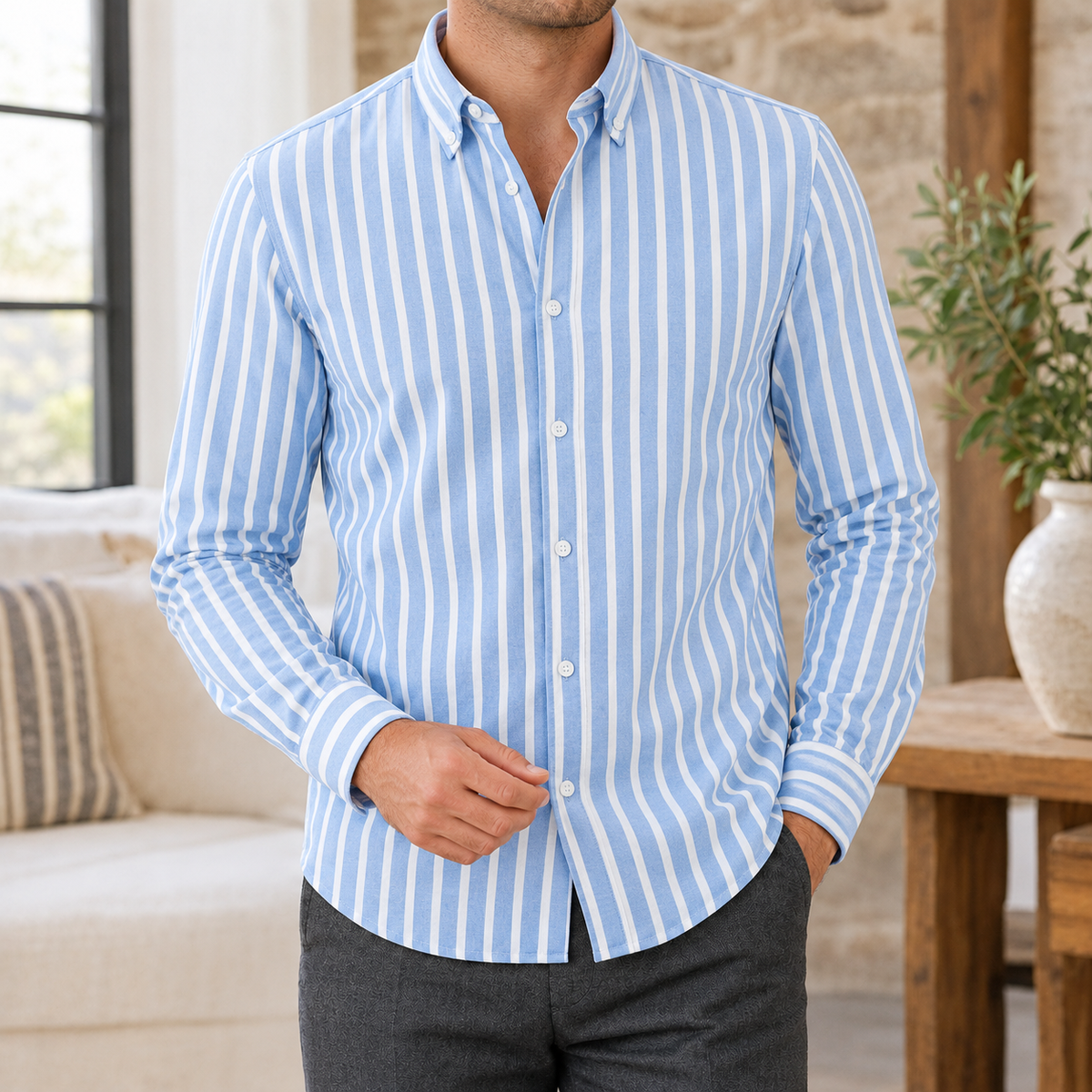 Evan Striped Shirt - Light Blue