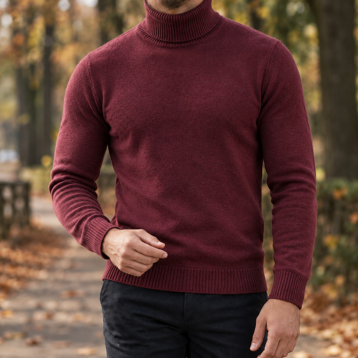 Alec Turtleneck Sweater - Wine Red