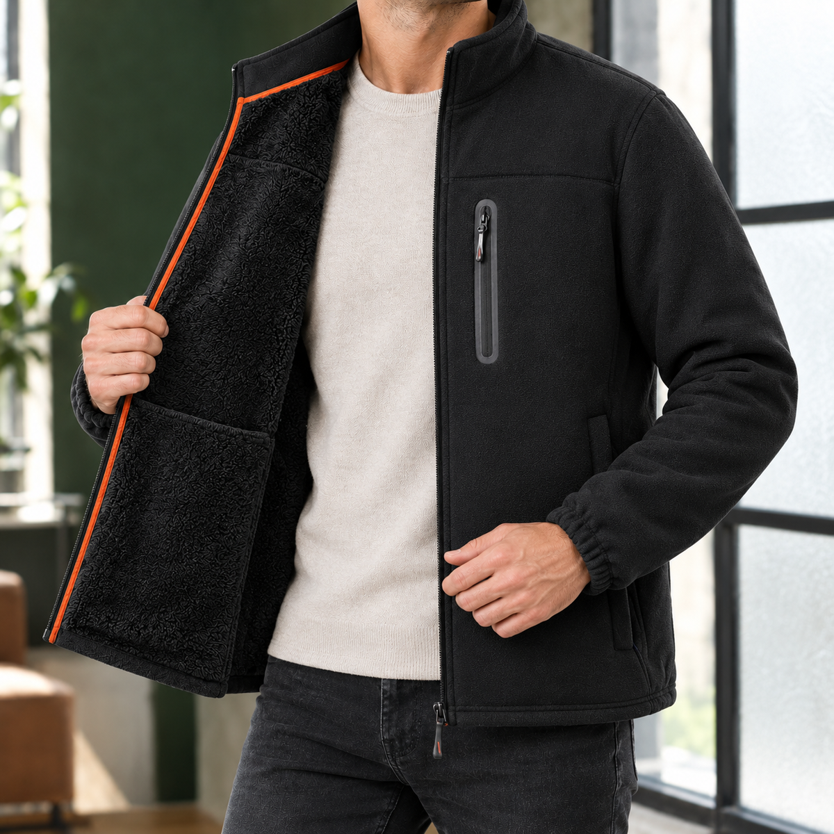 Anders Fleece-Lined Jacket - Black