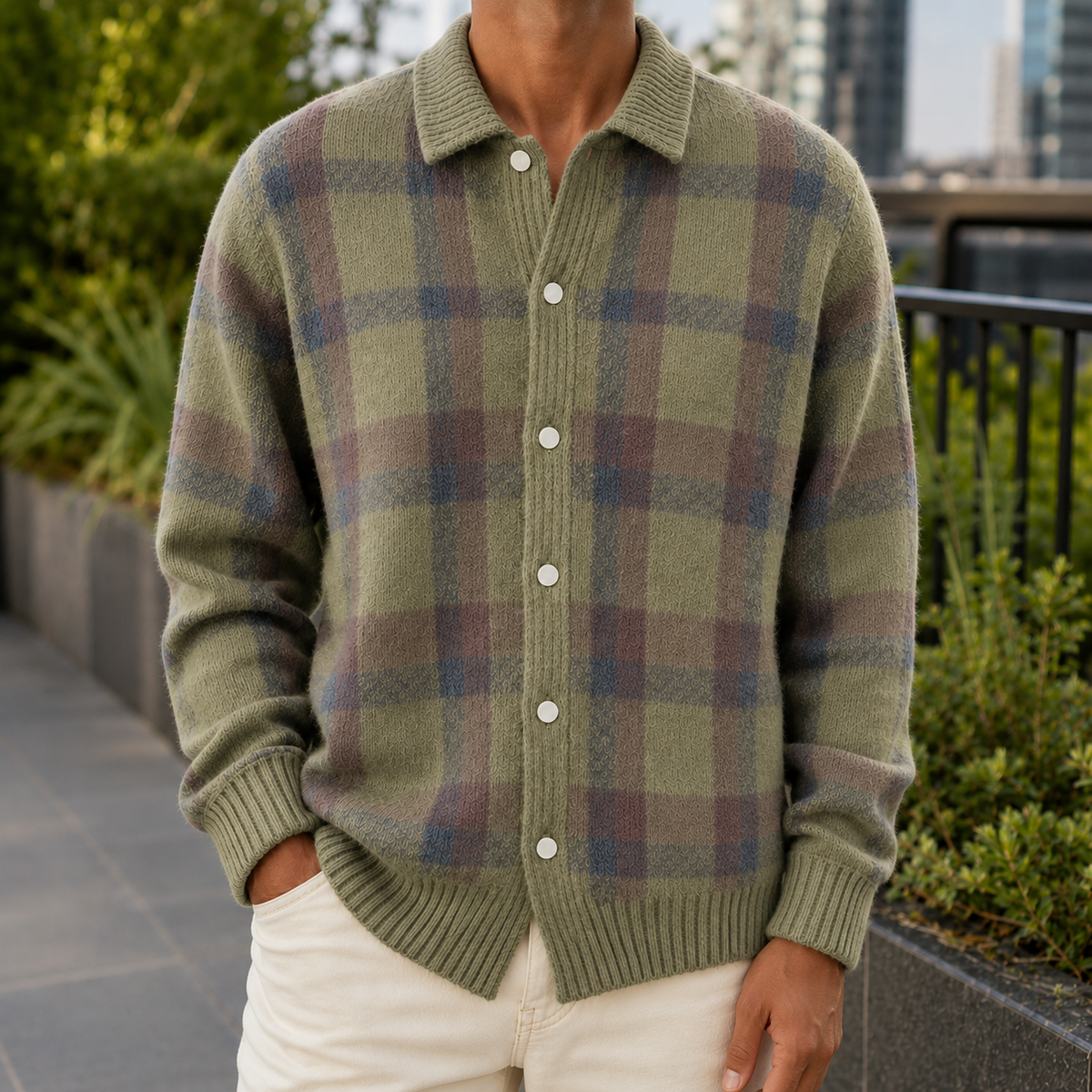 Mason Plaid Cardigan - Green