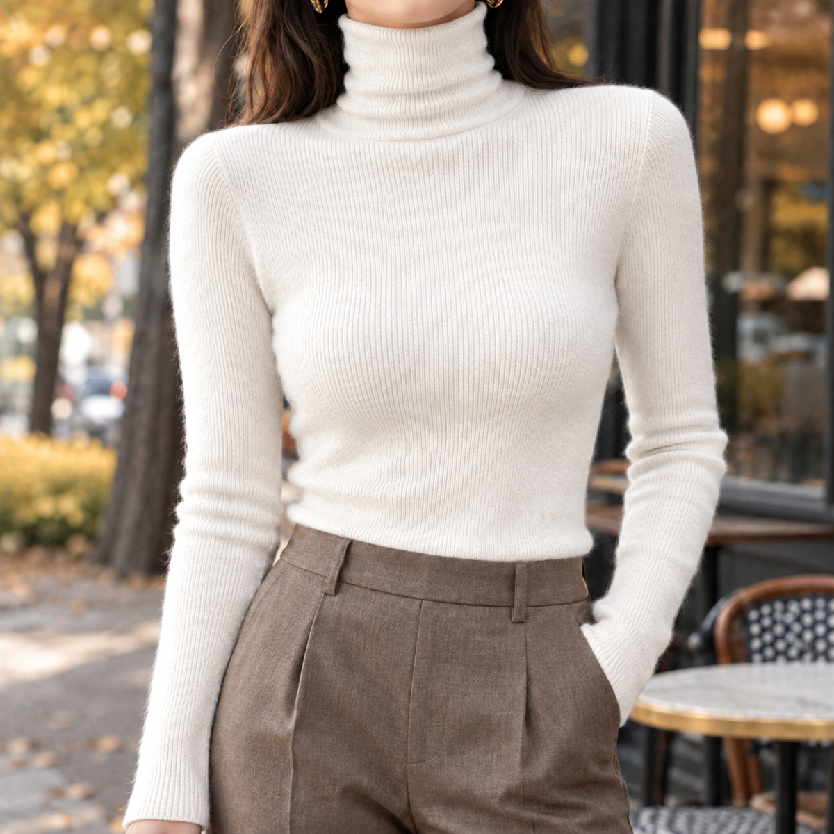 Sharon-Louise Turtleneck Sweater - White