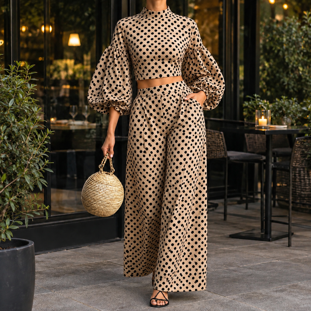 Kiera-Grace Polka Dot Set - Khaki
