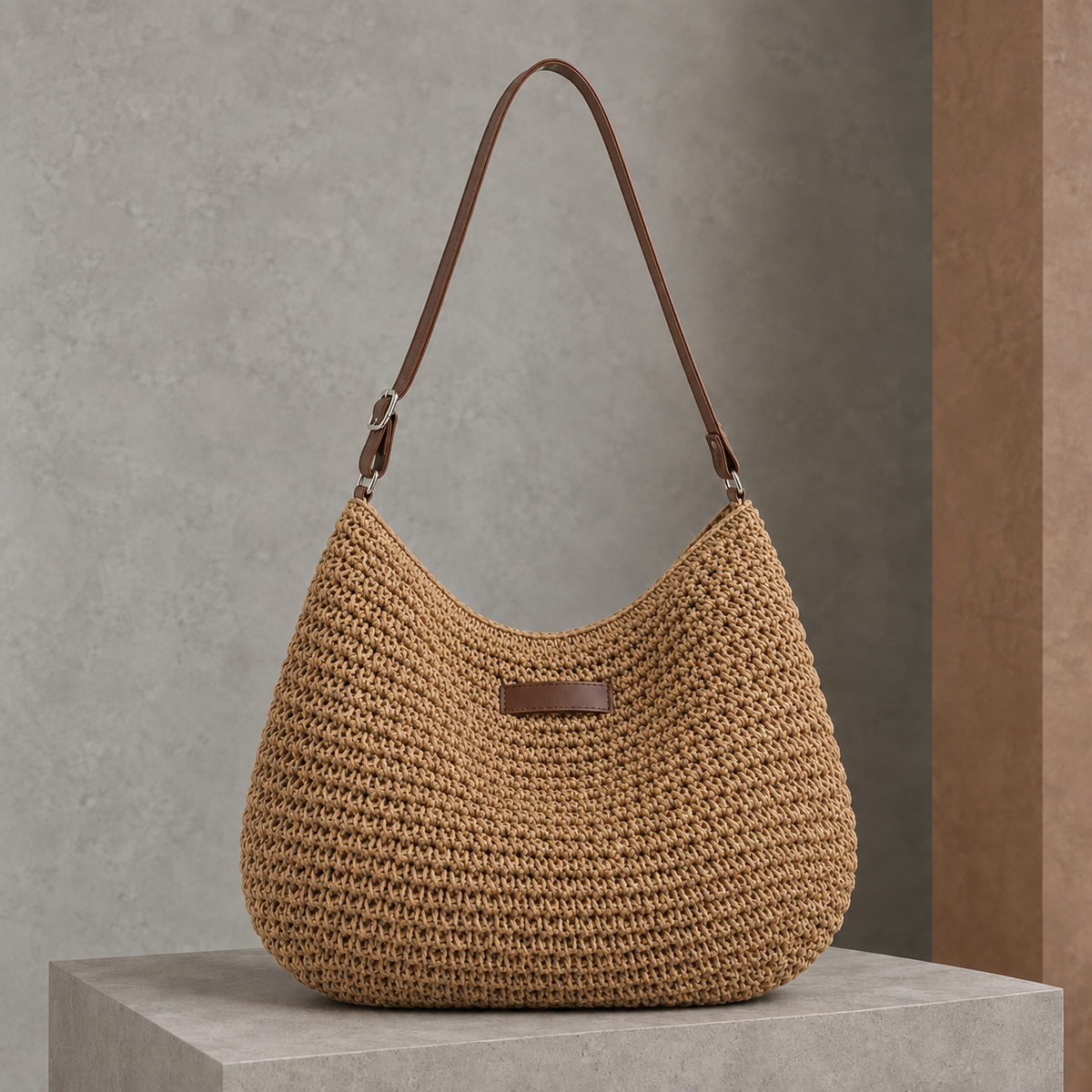 Florence Woven Sling Bag - Khaki