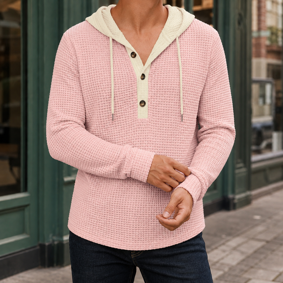 Laurent Waffle Sweater - Pink