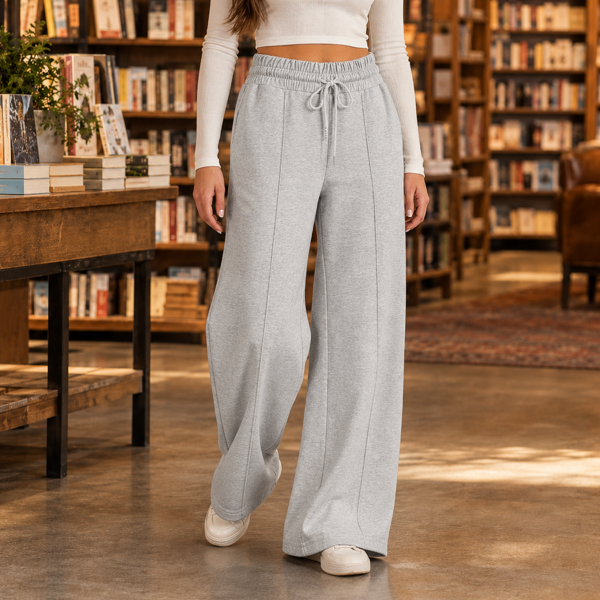 Geraldine-Faye Wide Leg Pants - Light Gray