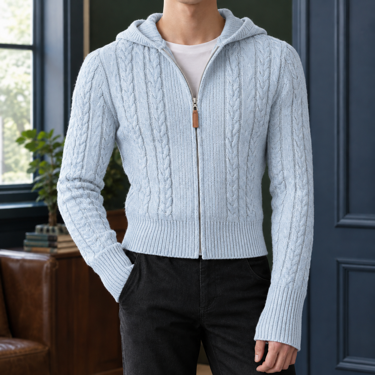 Alden Cable Knit Sweater - Blue