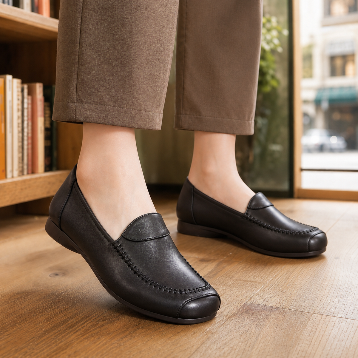 Roma Leather Loafers - Black