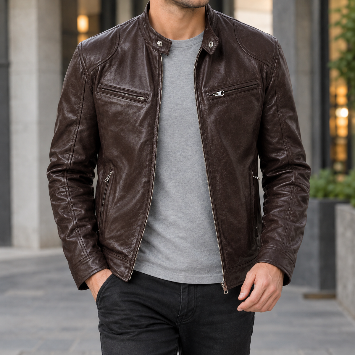 Eldric Biker Jacket - Brown