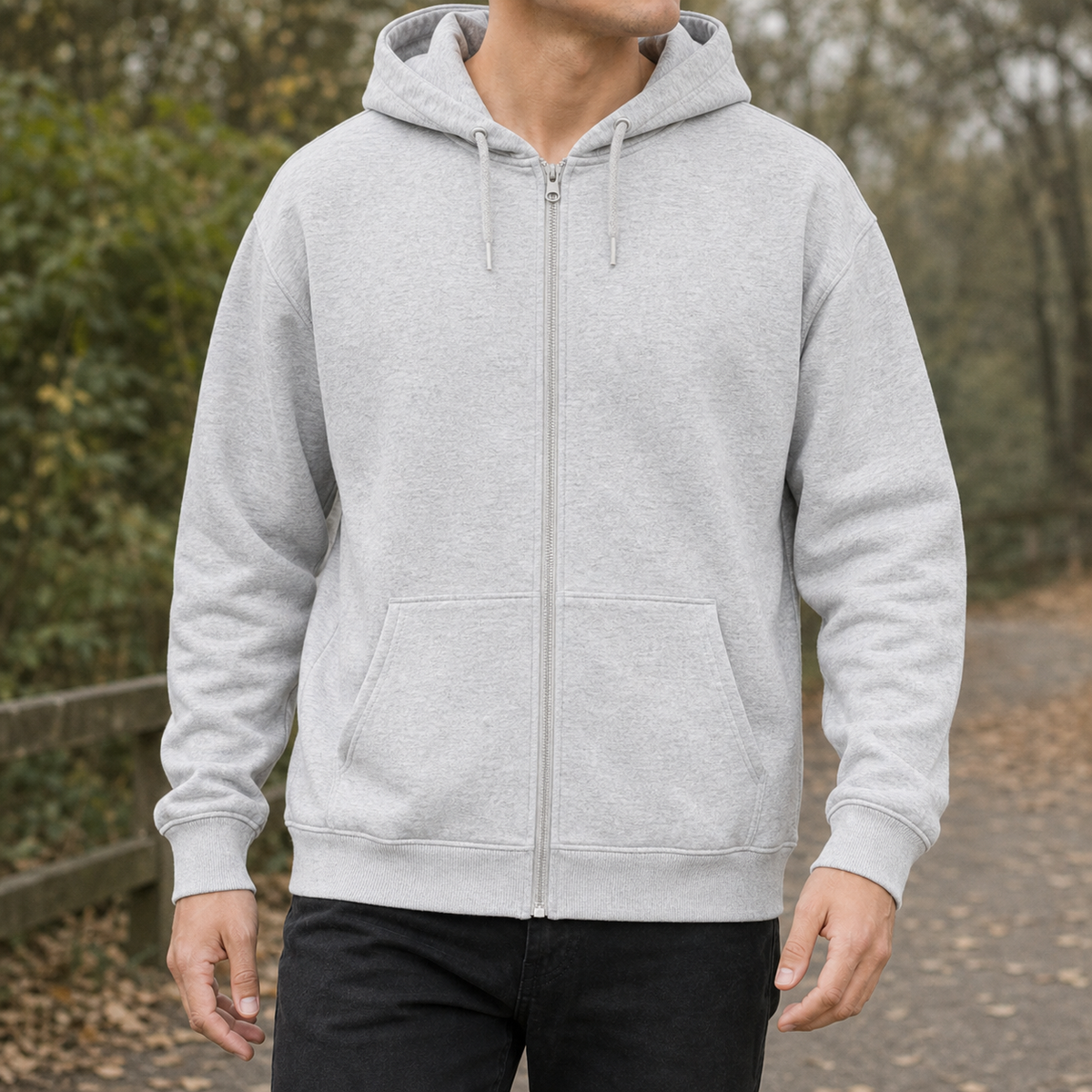 Hugh Relaxed Zip Hoodie - Heather Gray