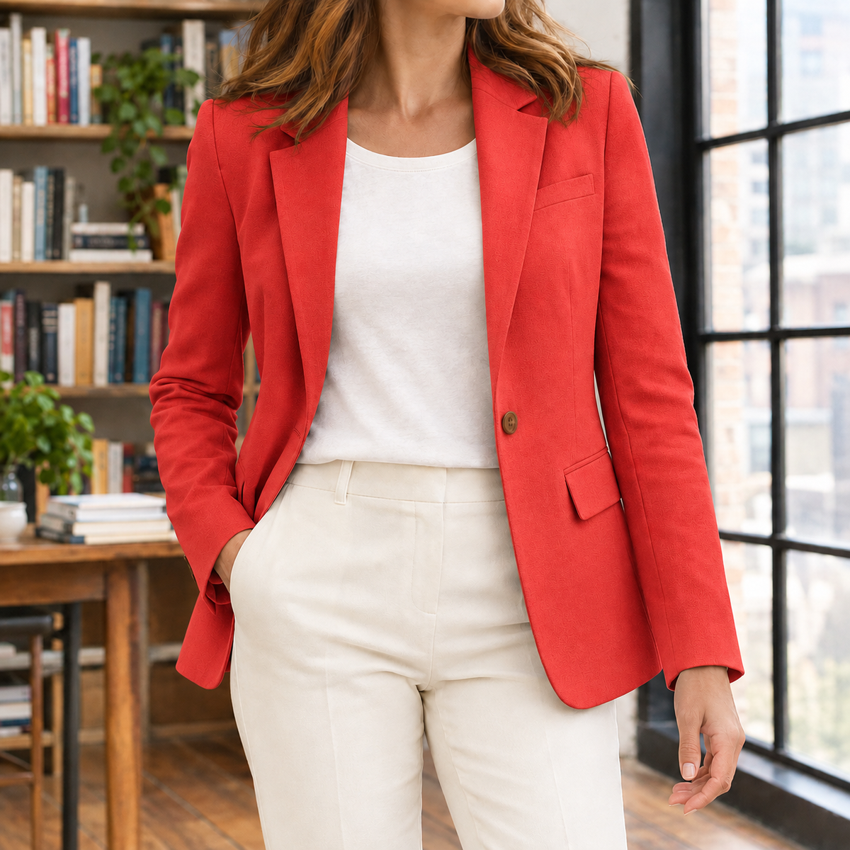 Marina Tailored Blazer - Red