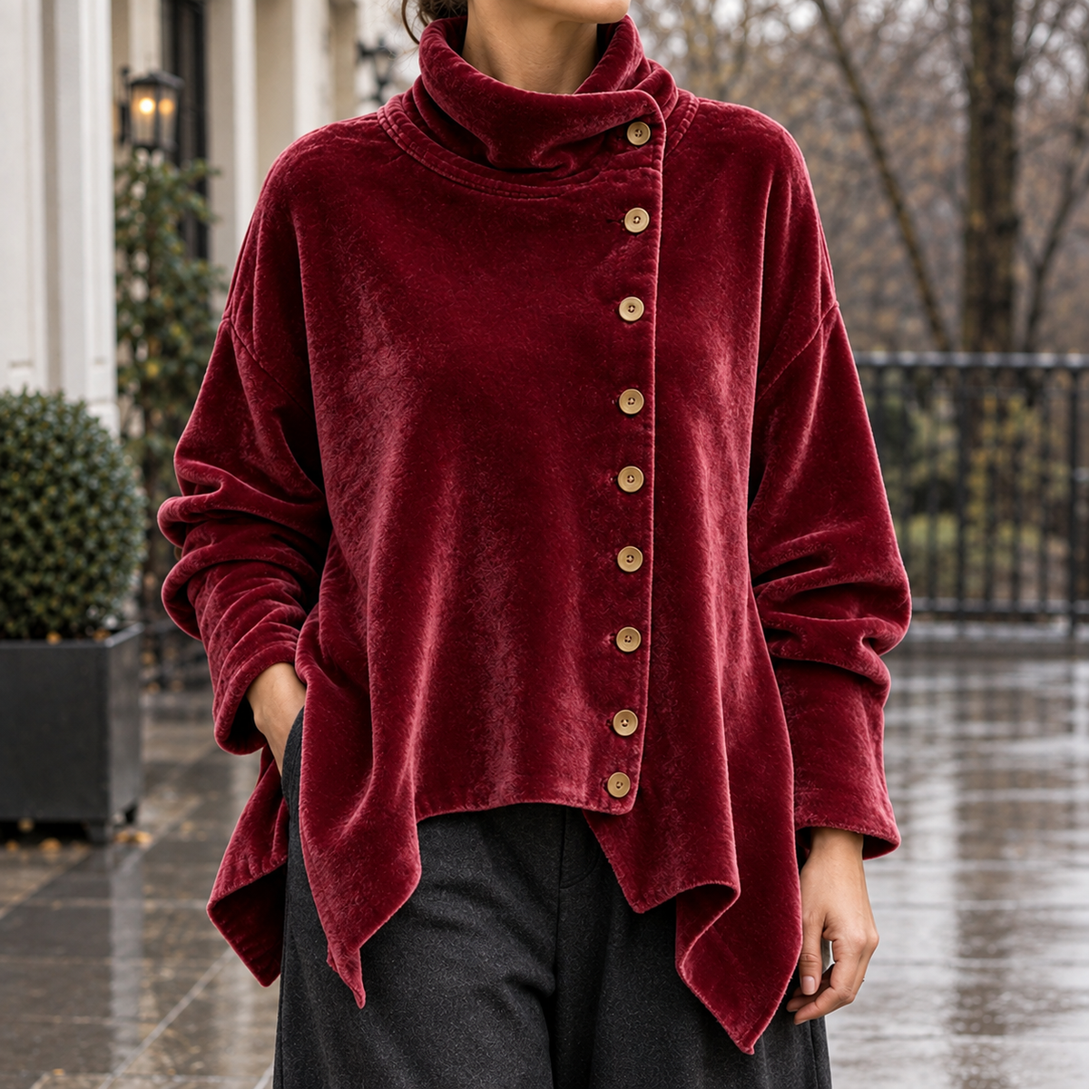 Susannah Asymmetric Cardigan - Red