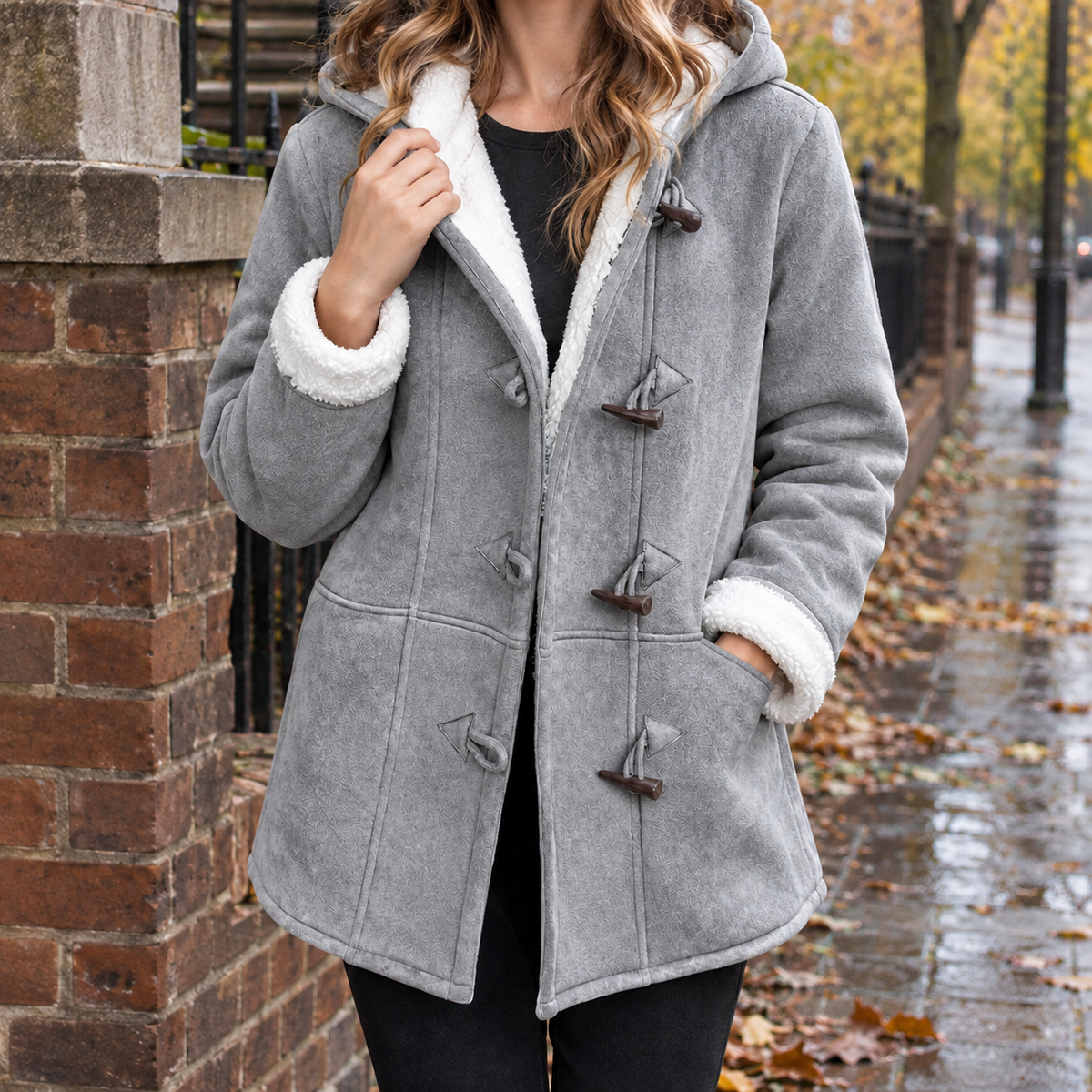 Cora Hooded Overcoat - Gray