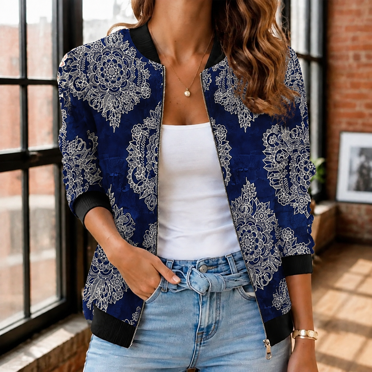 Cordelia Printed Jacket - Blue
