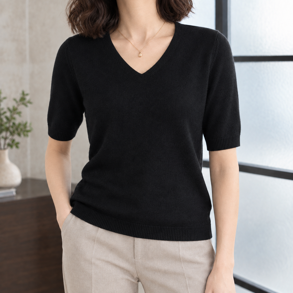 Joelle V-Neck Sweater - Black