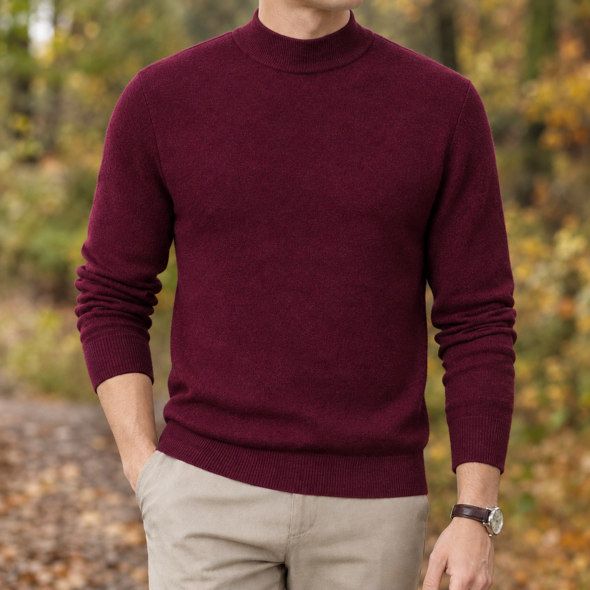 Rodolphe Mock Neck Sweater - Red